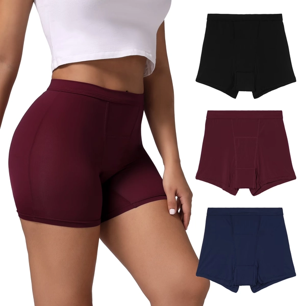 INNERSY Womens Breathable Period Boxers Underwear High-Waist Menstrual Panties 3-Pack(S,Dark Night) - Walmart.com