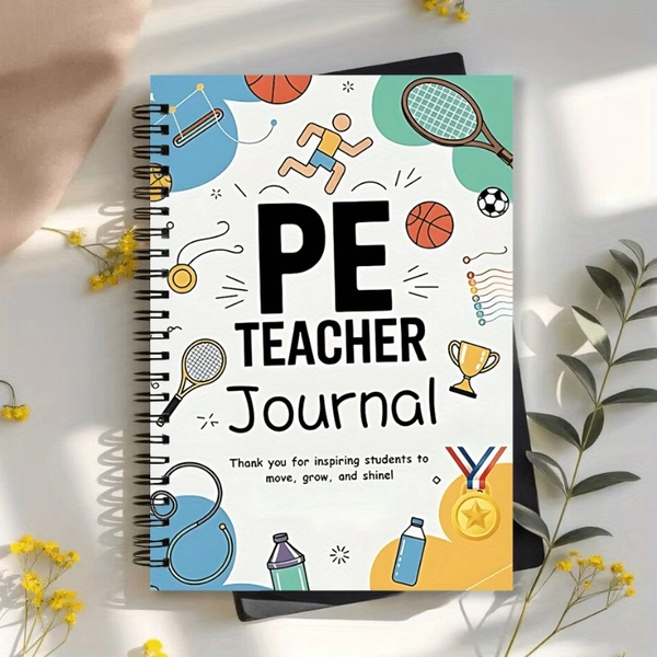 1pc A5 Spiral Notebook with PE Teacher Design - School, Sports, Meeting Planner - Thick Paper Pages, Ideal Teacher'S Day, Christmas, Back-to-School Gift for Physical Education Instructors, Coaches, Students - Portable 8.27x5.83 Inches (21x15cm) - El