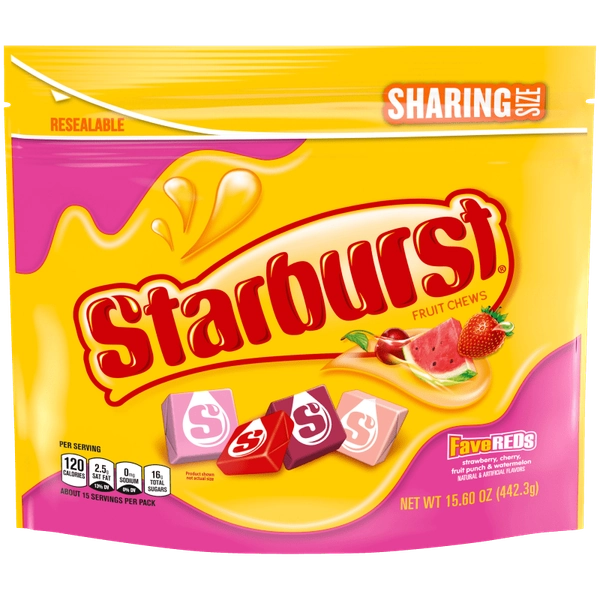 STARBURST Fave Reds Fruit Chews Candy, Sharing Size, 15.6 oz