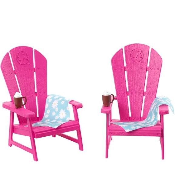 Barbie World Pink Chair Playset with 6 Accessories Including Furniture, Blankets, & Mugs [Walmart Exclusive], Size: 1:64 Scale