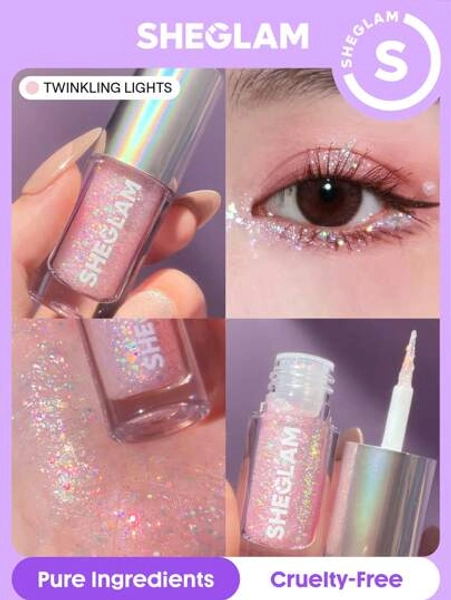 SHEGLAM Insta- Glitter Liner-Twinkling Lights Pink Glitter Eyeshadow Gel Fashion Color  Evenly Pigmented  Glitter Shimmer Eyeliner Eyeshadow Brand Beauty Makeup Face Paint Cosmetic For Women Girls Perfect For Fall Winter Ideal For Y2K Fancy Fashion Suitable For Birthday Christmas Present Party Ready Best Color