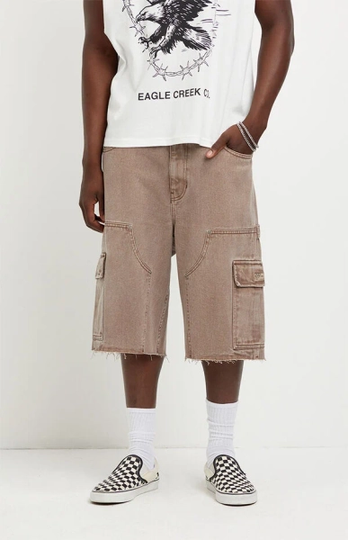 Austin Extreme Baggy Jean Shorts Cargo Brown