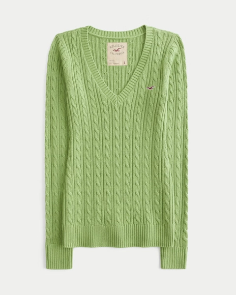 Hollister Ivy Cable-Knit V-Neck Sweater