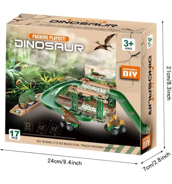 Interactive Track Parking Lot Toys For Kids, MultiLevel Car Park Building With Fire & Dinosaur Vehicles - Dinosaur | Playful Picks