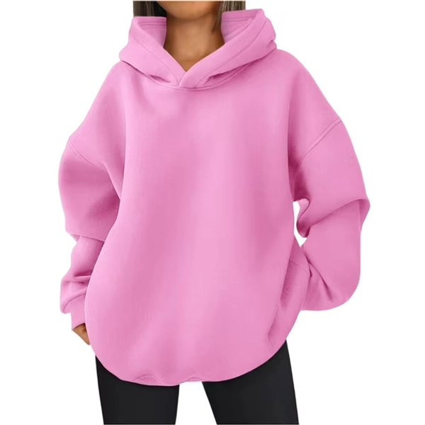 Mohiass Womens Fleece Hoodies Fall Oversized Hooded Sweatshirts Casual Comfy Tops Fashion 2025 Cute Clothes with Pockets Pink S