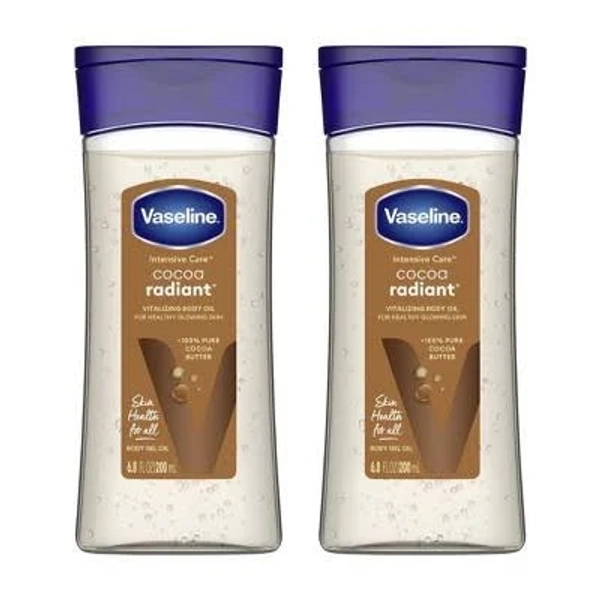 Vaseline 2 Pack/6.8 fl oz Each Intensive Care Cocoa Radiant Body Gel Oil Scented