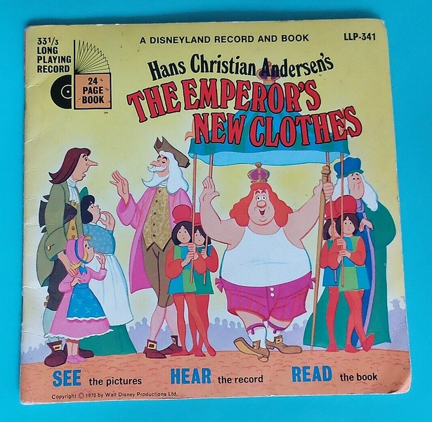 DISNEYLAND RECORD &amp; BOOK 'THE EMPEROR'S NEW CLOTHES' SEE, HERE &amp; READ 1970 (1088