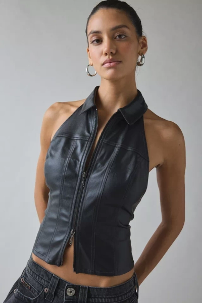 UO Julia Coated Open-Back Cropped Vest Top