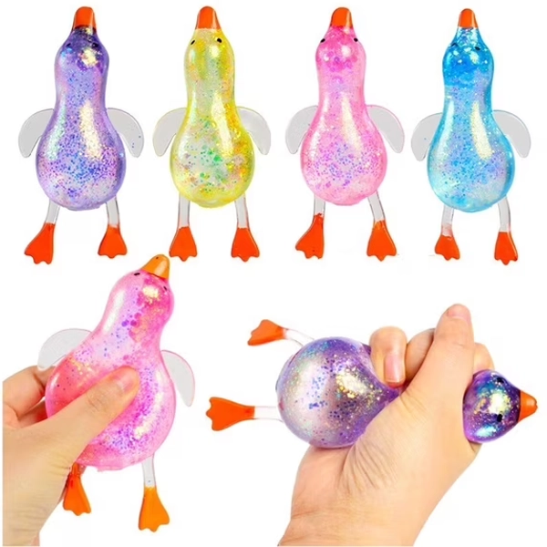 PULMCheerger 1 Packs Glitter Ducks Squishies Fidget Toys Stress Relief Sensory Balls for Adults Anxiety Focus Desk Toys Fun Party Favors Stocking Stuffers