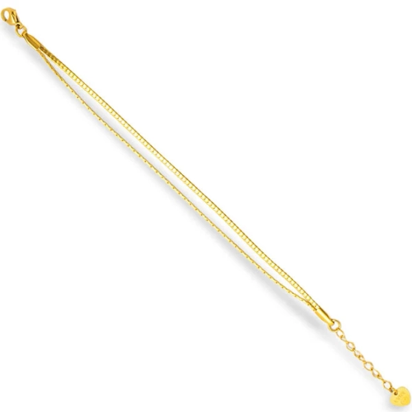 18K Gold Plated Stainless Steel Waterproof Dual Strand Box Chain Bracelet