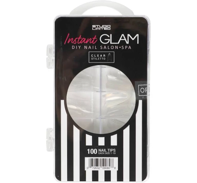 Studio Limited Instant Glam DIY Nail Salon 100 Tips Stiletto Design Acrylic Nails Tips 10sizes