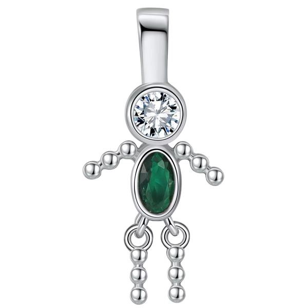 Baby Boy May Birthstone Charm for Mom  Family Tree Grandma Necklace by Ginger Lyne CZ Sterling Silver