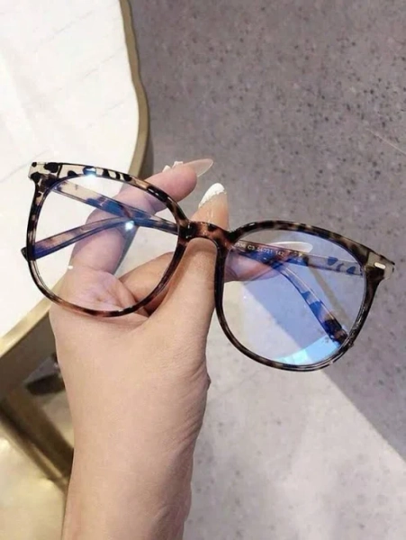 MEIRONG Women's Fashion Leopard Print Big Frame Round Optical Glasses