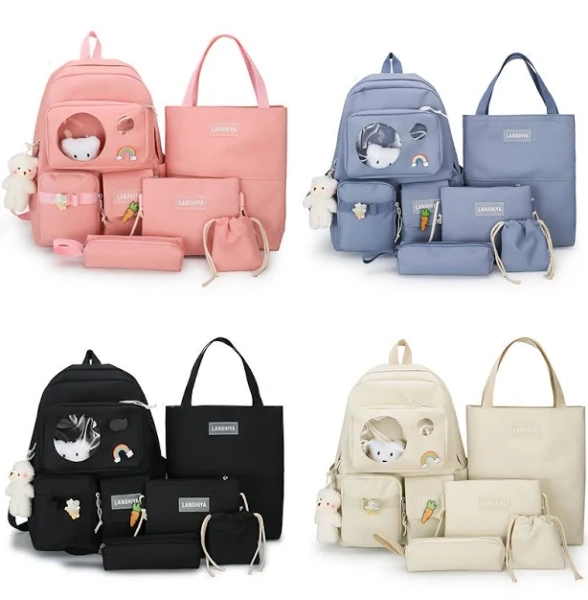 Kawaii Aesthetic Cute 5pcs School Bags Set with Accessories