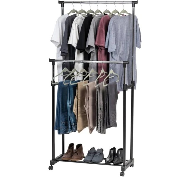 IRIS USA Adjustable Double Rod Clothes Rack
