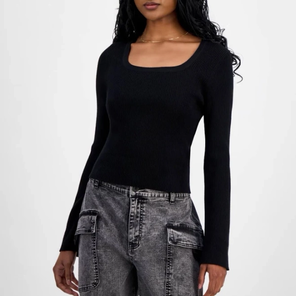 Madden Girl Juniors' Square-Neck Sweater