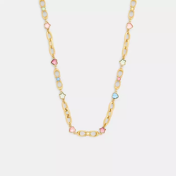 Stars And Hearts Linked Signature Choker Necklace