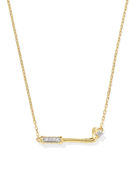 Diamond Accent Golf Club 14k Yellow Gold Necklace