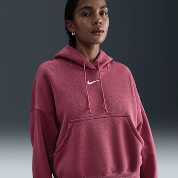 Nike Sportswear Phoenix Fleece Women's Over-Oversized Pullover Hoodie - Sweet Beet/Sail - Size XS