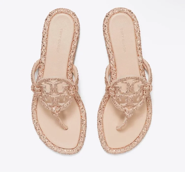 Miller Pavé Knotted Sandal in beige, size 5