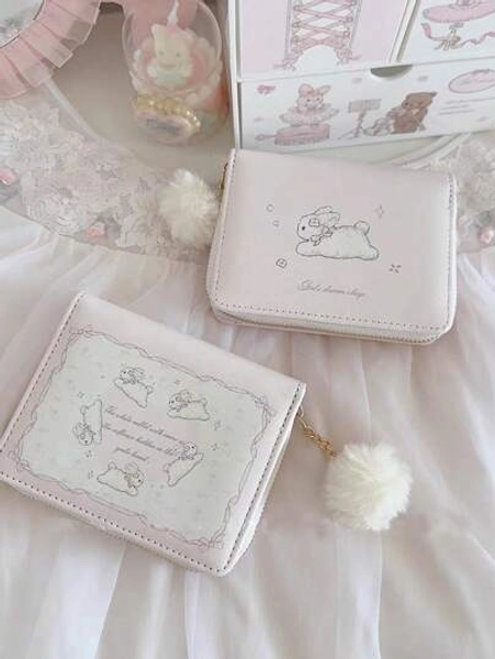 New Bunny Design Women Short Trifold Zipper Wallet Business Casual Woman Card Case Gifts Essentials Items For Women Wallet Purse Wallet Small Wallet Cute Wallet