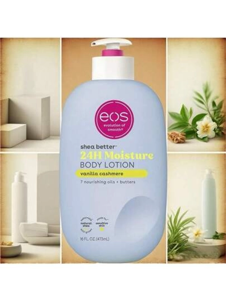 Eos Shea Better Body Lotion- Vanilla Cashmere ; Lightweight & Non-Greasy, 16 Fl Oz