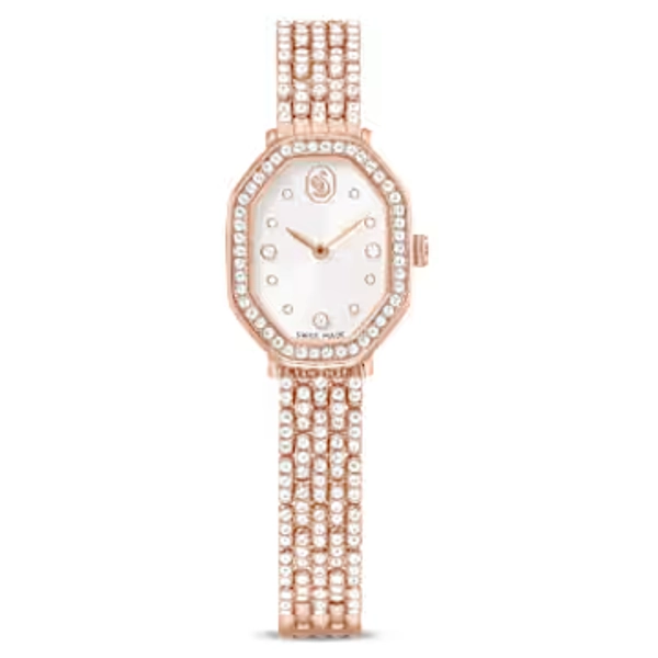 Dextera octagon watch, Swiss Made, Metal bracelet, Rose gold tone, Rose gold-tone finish