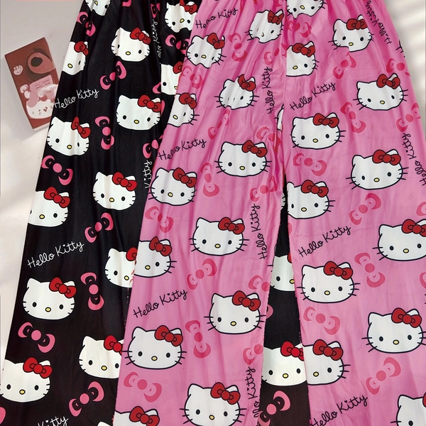 2-Pack Sanrio for hello kitty Long Pants With Cartoon Prints - Thin, Breathable, All-Season Knit Fabric, Fit For Teenagers And Adults, Perfect For Home And Outings Wearing It Makes Very Comfortable, for Outdoor