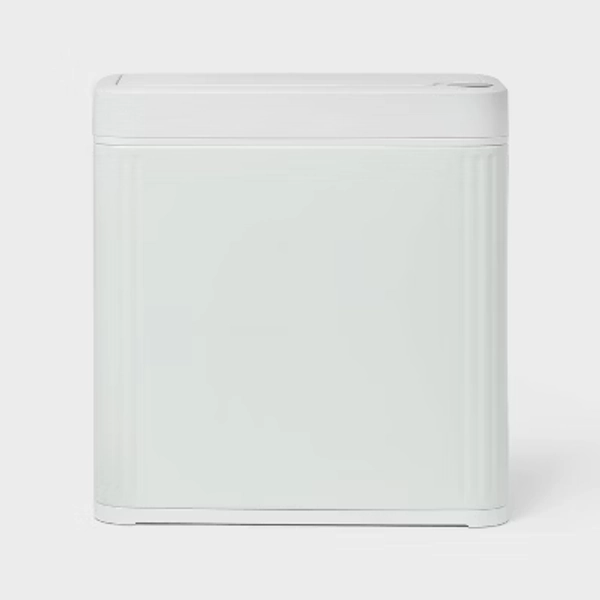 10L Slim Ribbing Stainless Steel Motion Sensor Can White - Brightroom™