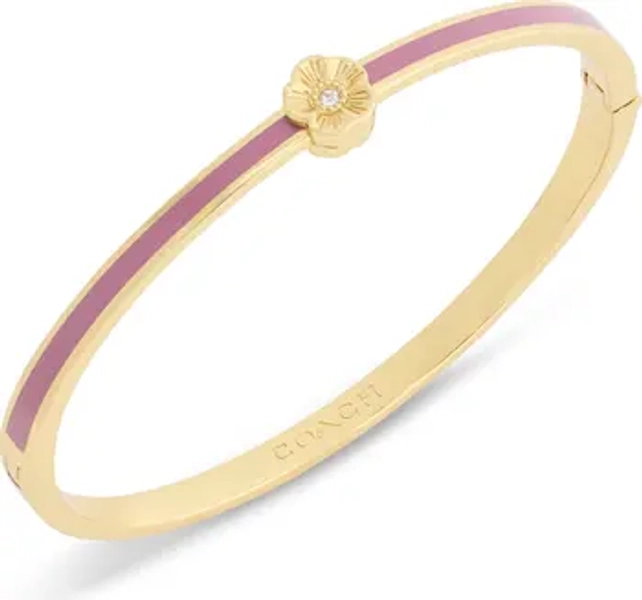 Tea Rose Enamel Thin Hinged Bracelet