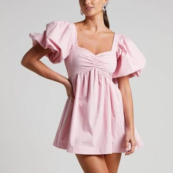Showpo Vashti Puff Sleeve Sweetheart Mini Dress