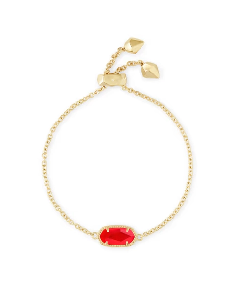 Elaina Gold Adjustable Chain Bracelet in Berry Glass