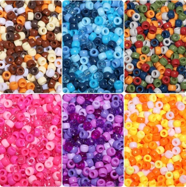 500pcs 6x9mm Mixed Color Series Pony Acrylic Loose Beads Jewelry Making Supplies For DIY Kandi Bracelet Keychain Phone Chain Accessories,6x9mm 500pcs/