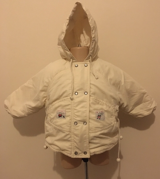 Vintage Prenatal 1980s Baby Girls Cream Warm Padded Hooded Coat Age 6 Months VGC