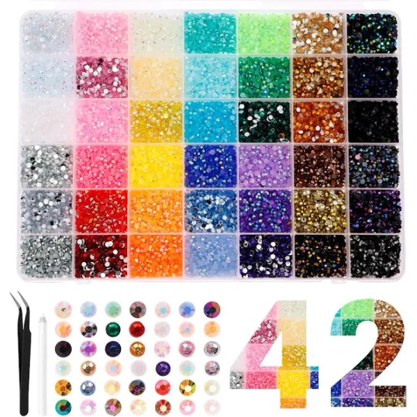 KHZSPP 42Colors 32000Pcs Resin Jelly Rhinestones for Bedazzling