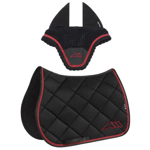 Equiline EQCHROMA Jump Saddlecloth and Ear Net Set - Black