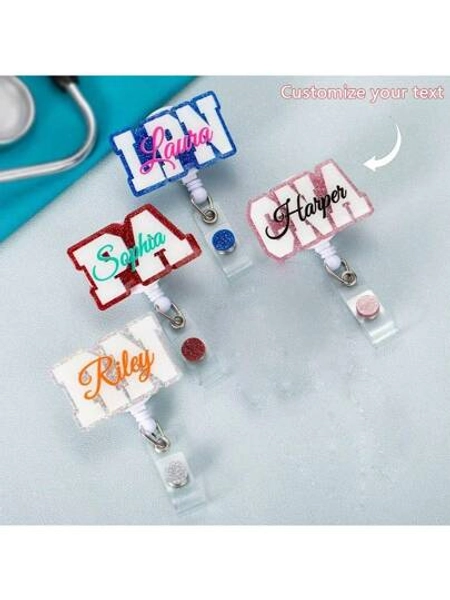 Customized Scroll Badge, Cute Name, Suitable For PA, LAB, LPN, TECH, MD, RMA, BSN, EMT, CNA, LVN, RN And Other Healthcare Professionals, Durable, Colorful, Cute, Adorable, Fun, Kawaii, Millennial Style, Fashionable, Unisex, Casual, Customized, Personalized, Unique, Ideal Gift For Him, Her, Boyfriend, Girlfriend, Family, Friends