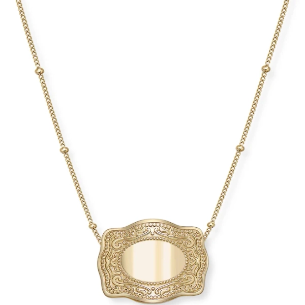 Mini Belt Buckle Necklace Gold 14k Gold Filled Chain