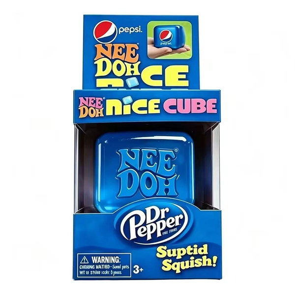 Schylling Dr Pepper x NeeDoh Nice Cube Squeeze Toy Soft Squishy Fidget Cube Stress & Anxiety Relief Portable Sensory Toy Gift