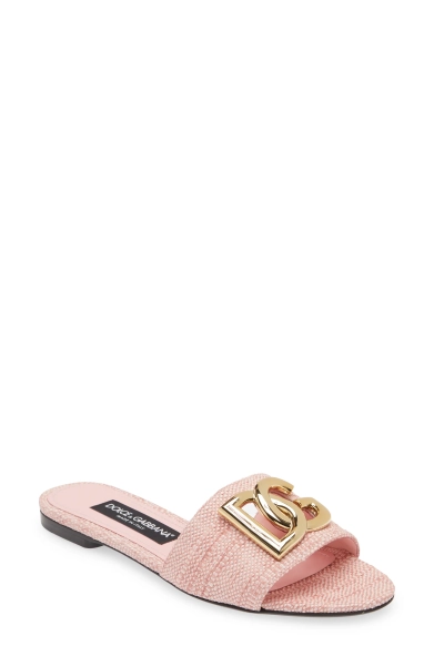 DG Logo Raffia Slide Sandal