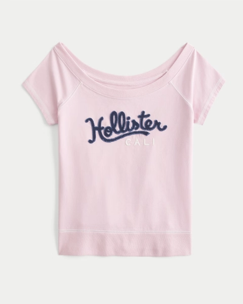 Logo Graphic Slash-Neck Tee