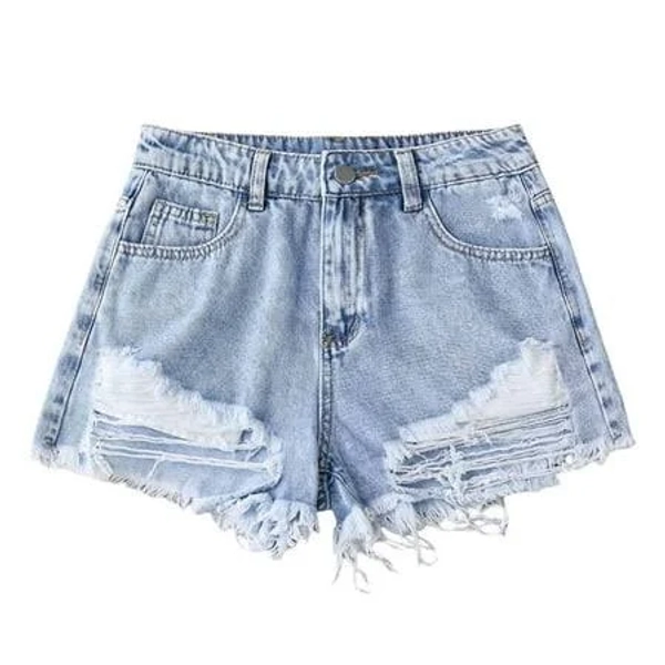 Girls' Slim-Fit Ripped Denim Shorts