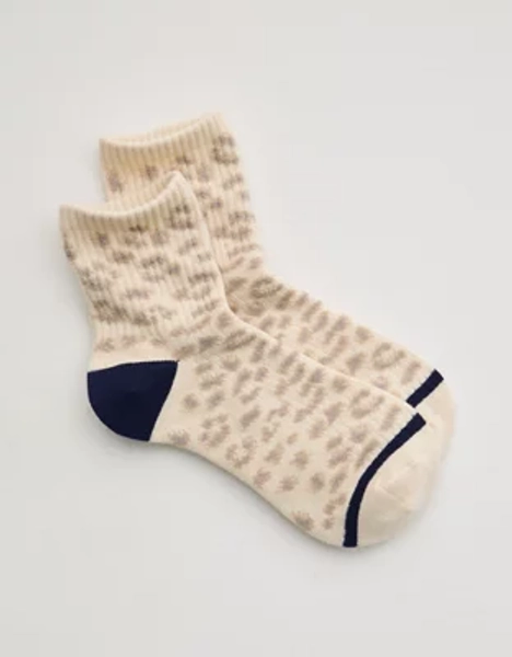 Aerie Ribbed Cotton Quarter Socks