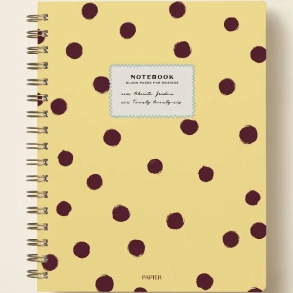 Spiral Dotted Notebook Dotted & Spotted - Yellow - Personalized Journal