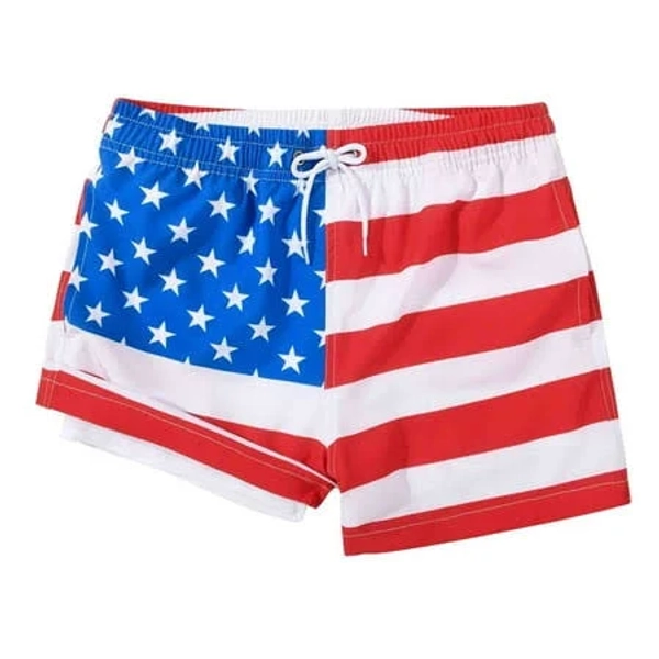 Madhero Boy's American Flag Swim Trunks with Liner