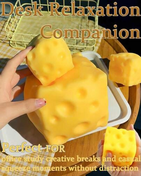 1pc Giant Realistic Cheese Squeeze Toy, Slow Rebound Decompression Soft Cheese Ball, Creative Decompression Squeeze Ball, Soft And Sticky Texture, Is The Perfect Birthday, Holiday Gift.
