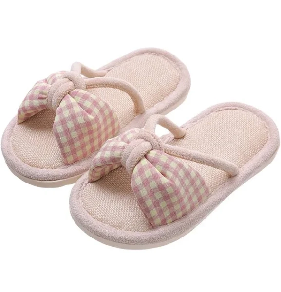 Girls' Cotton Linen Breathable Slippers