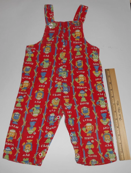 Vintage 1980s Health Tex Baby Boy Romper 18 Mos Dog Animal Prints Red