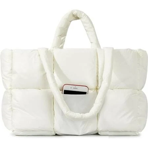 Women's Quilted Puffy Down Cotton Tote Bag