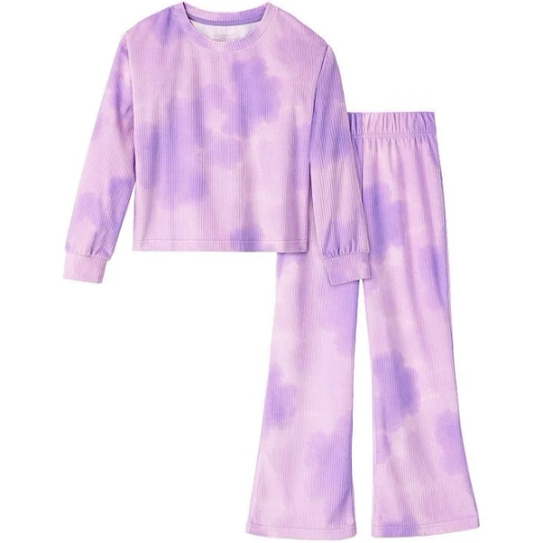 Cuddl Duds Girls' Long Sleeve Pajama Top & Flare Pants Set